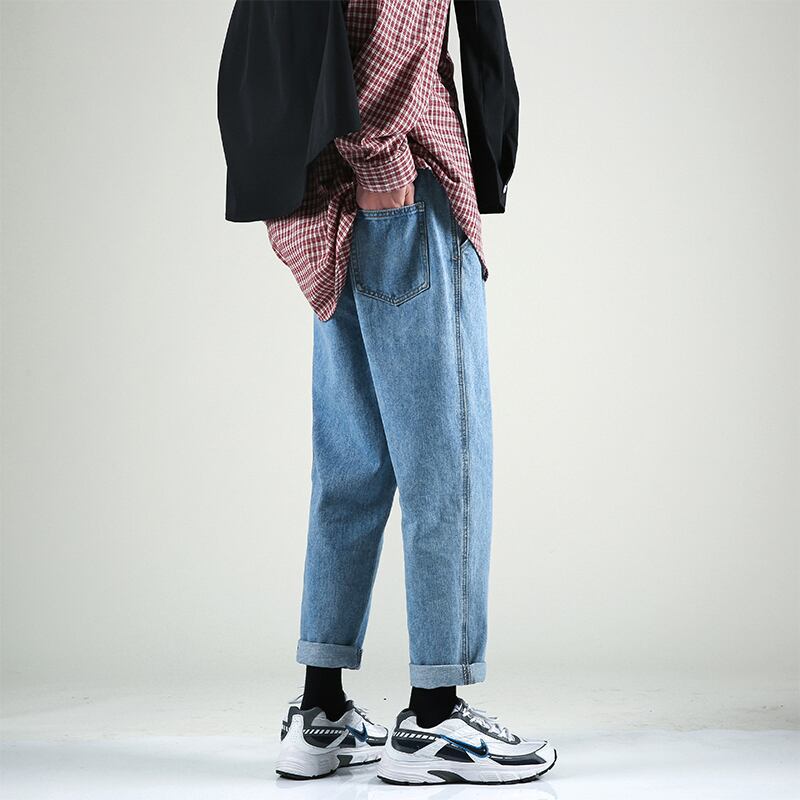 全1色 デニム パンツ ストレート カジュアル シンプル 無地