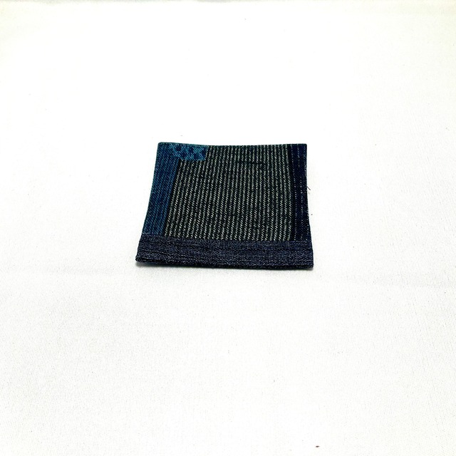 【ワーキングオフィス】布コースター・よろけ縞（紺・紫）IKI1021