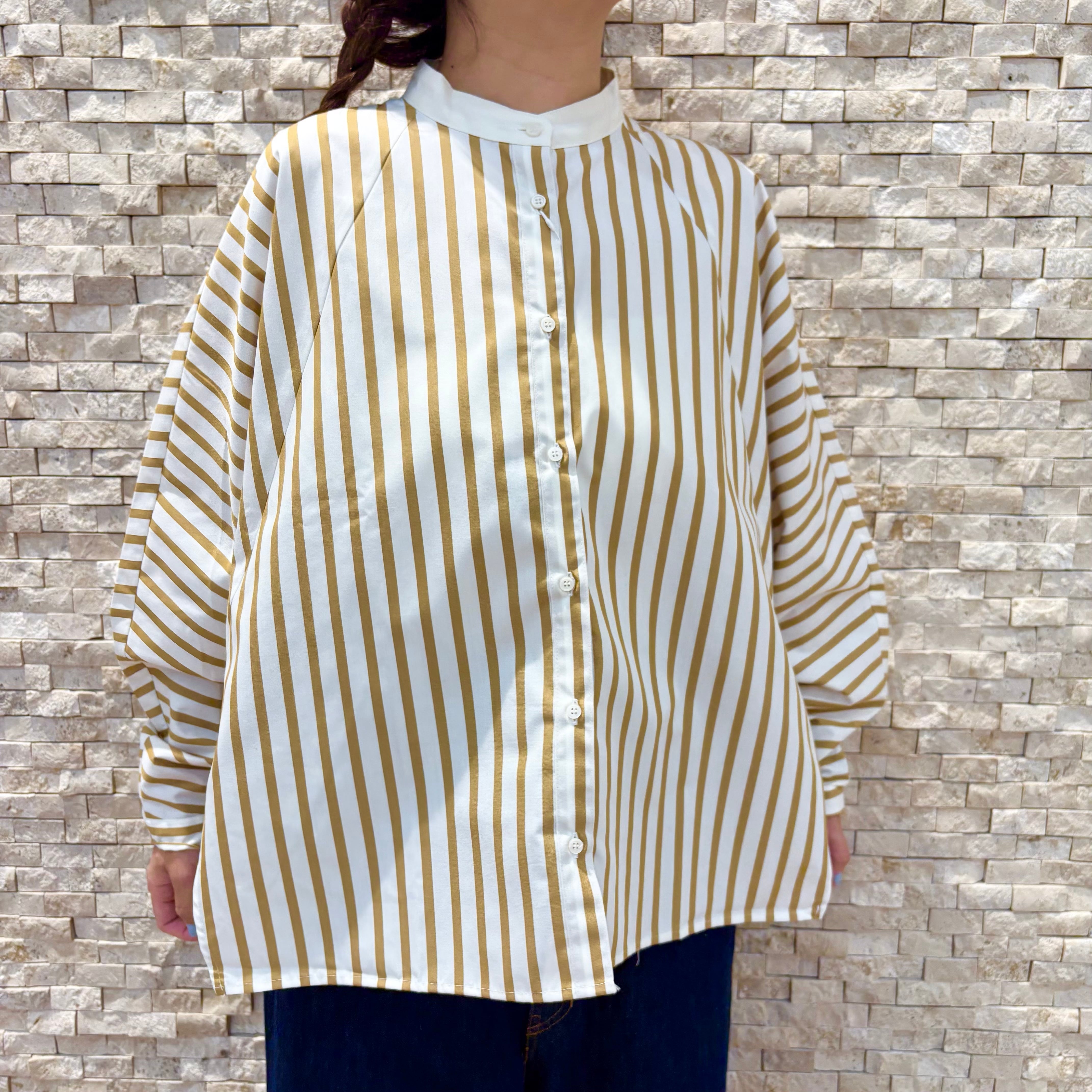 【vent blanc】バンドカラードルマンスリーブシャツ(VB253396)