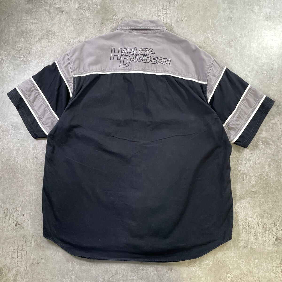 ★希少 ハーレーダビッドソン 105th記念半袖シャツ ブラック M★ Harley-Davidson ハーレーダビッドソン 半袖シャツ ロゴ刺繍 プリント