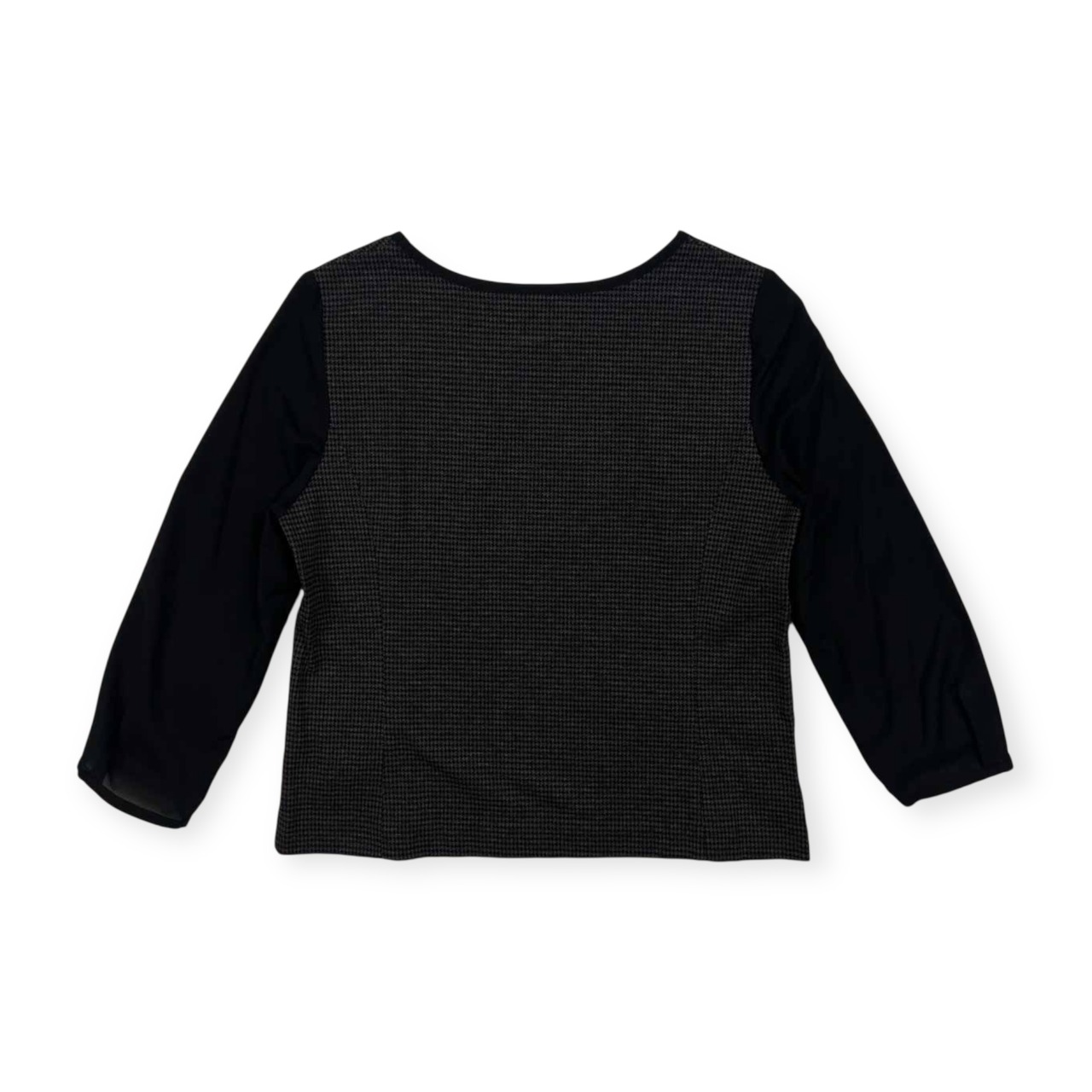 SONIA RYKIEL collection ソニアリキエル 千鳥格子 両袖シアー風 長袖Tシャツ カットソー 38 /ブラック×グレー/オンワード樫山