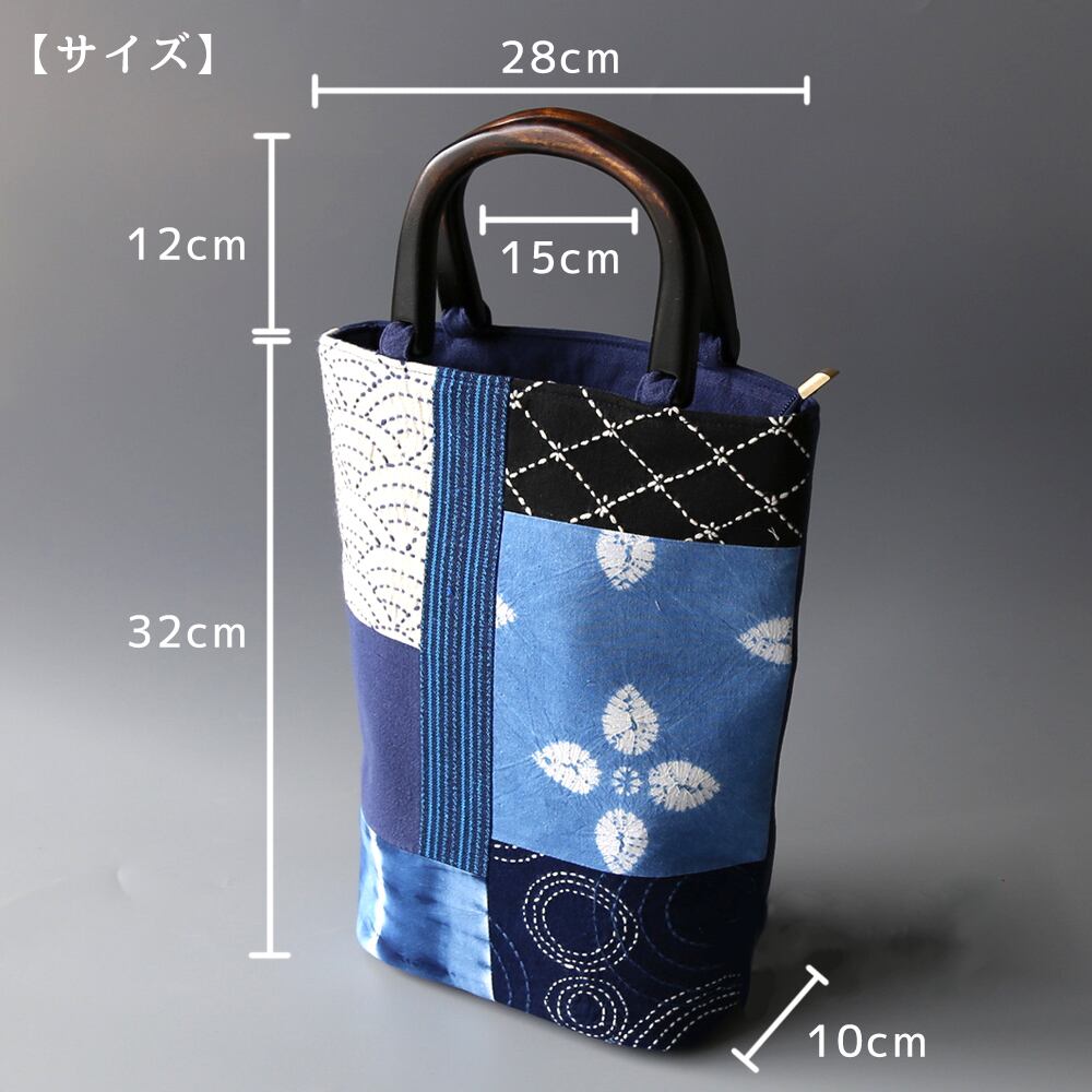 2個入り】和柄 手提げ付きバッグ 木製ハンドル 工芸品 和装 小物 日本