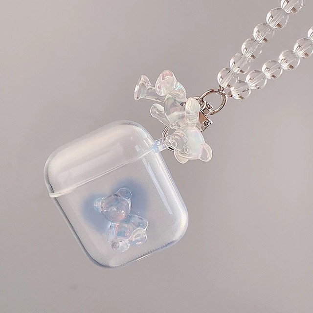 【B035】Crystal heartbear airpods case(3color)