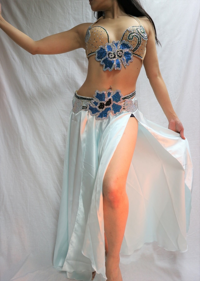 エジプト製 ベリーダンス衣装 ターキッシュスタイル ブルー豹柄