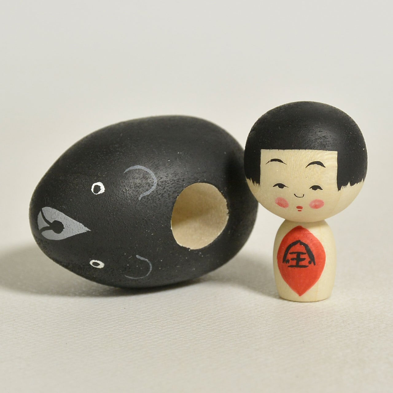くま乗り金太郎ちゃんこけし 約1.5寸 約4.5m 鈴木明 工人（作並系