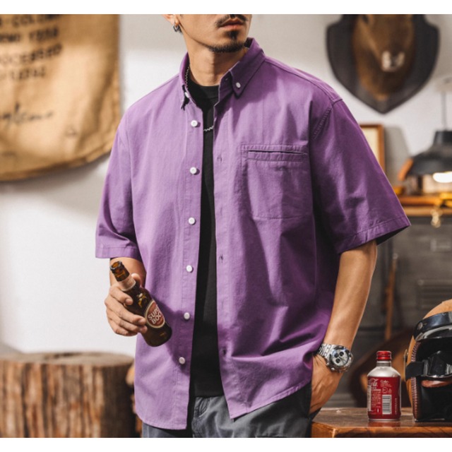 コットンウォッシュメンズ半袖シャツ 225620