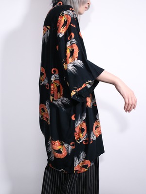 many many dragon full pattern over silhouette s/s shirt