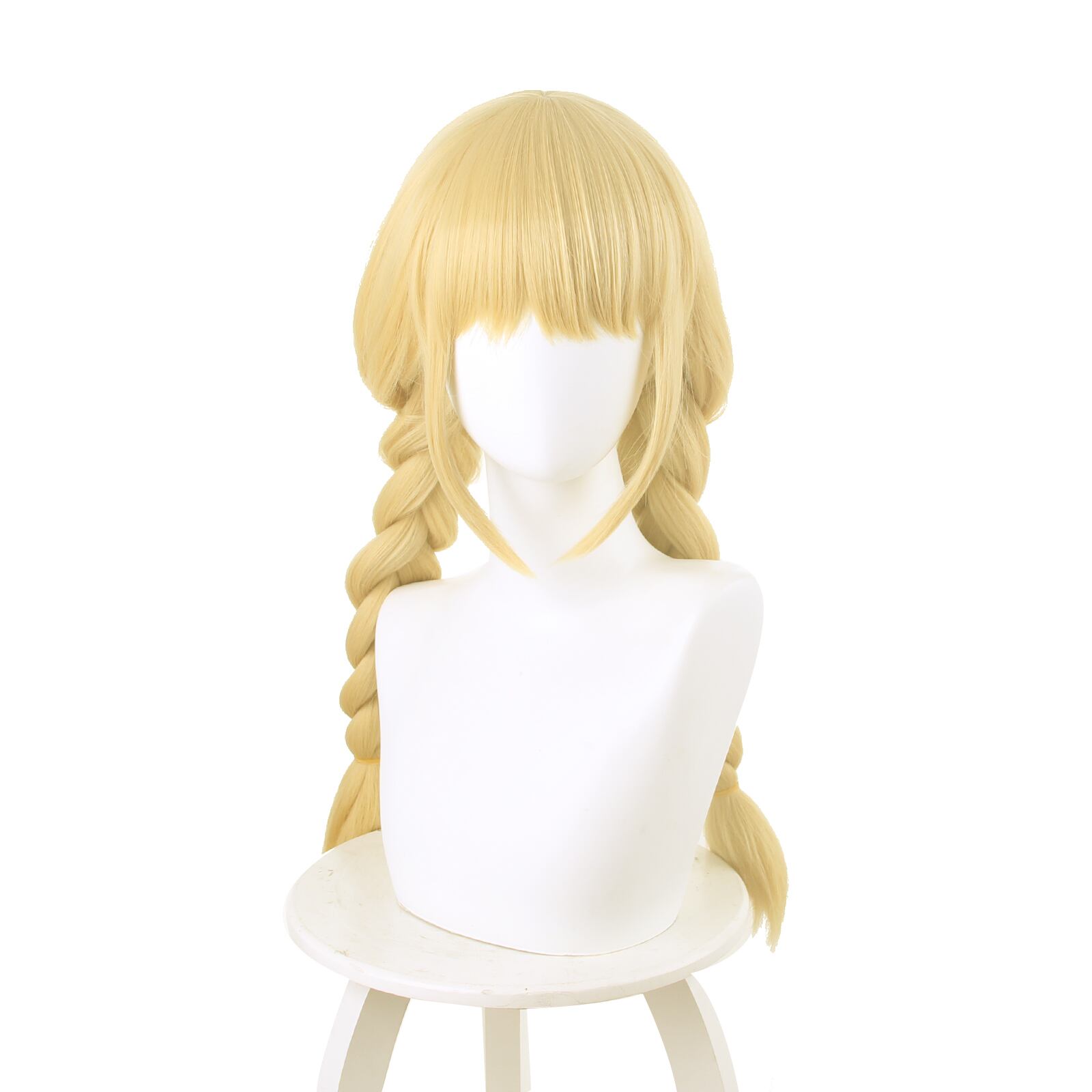 コスプレ耐熱ウィッグ ゴールド セミロング 三つ編み キャラクター