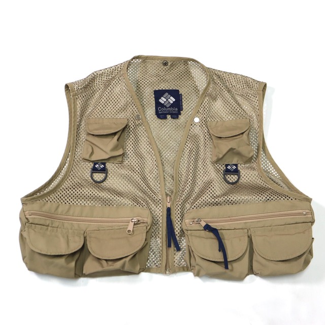 L] 90's Columbia Mesh Fishing Vest Khaki