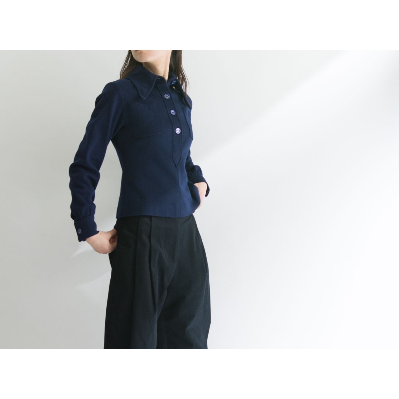 【RODIER PARIS】Made in France 70's jersey pullover blouse（ロディエ パリ フランス製ブルオーバージャージーブラウス）4a