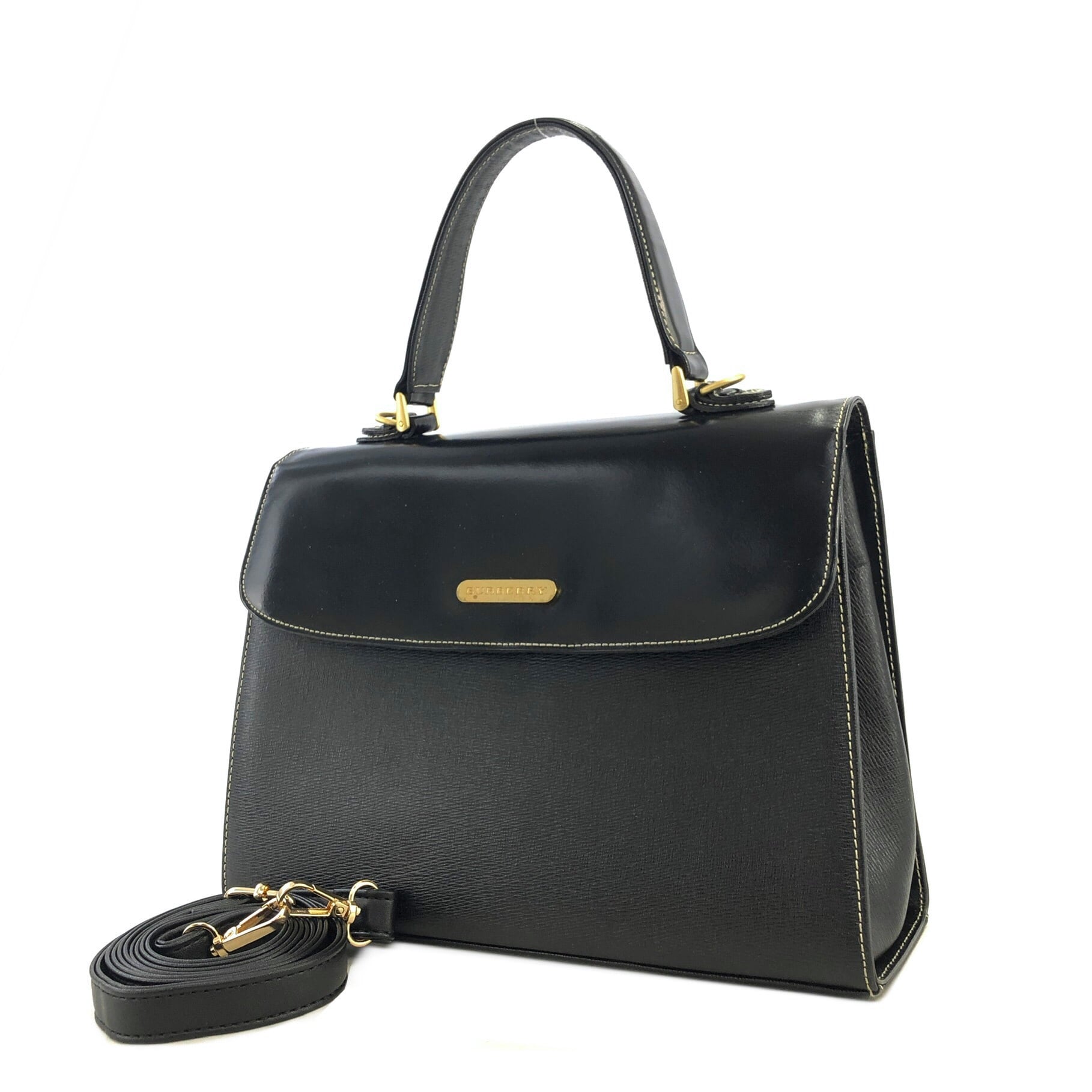 BURBERRY バーバリー ロゴ コンビレザー 2way トップハンドル