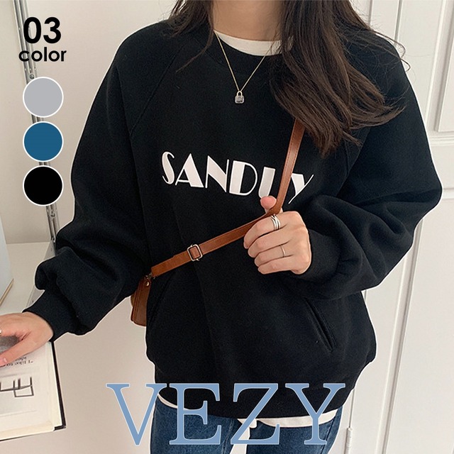 トレーナー 裏起毛 韓国 トップス 暖かい スウェット ゆったり オルチャン カジュアル 韓国ファッション 英字ロゴ パーカー トレーナー ベジー VEZY ItemNo.【16200364 】