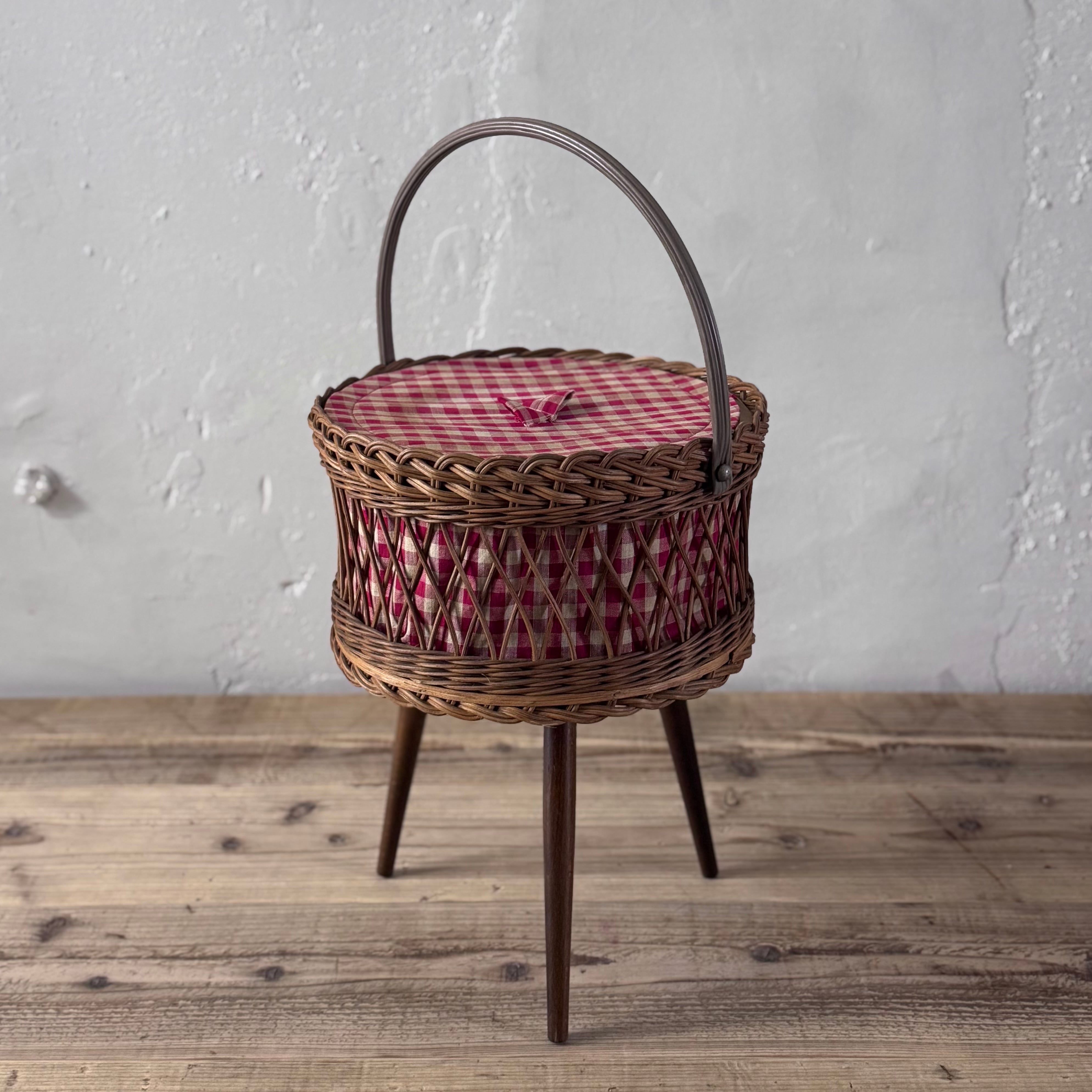 フランスアンティーク ソーイングボックス 裁縫箱 パニエ 竹籠