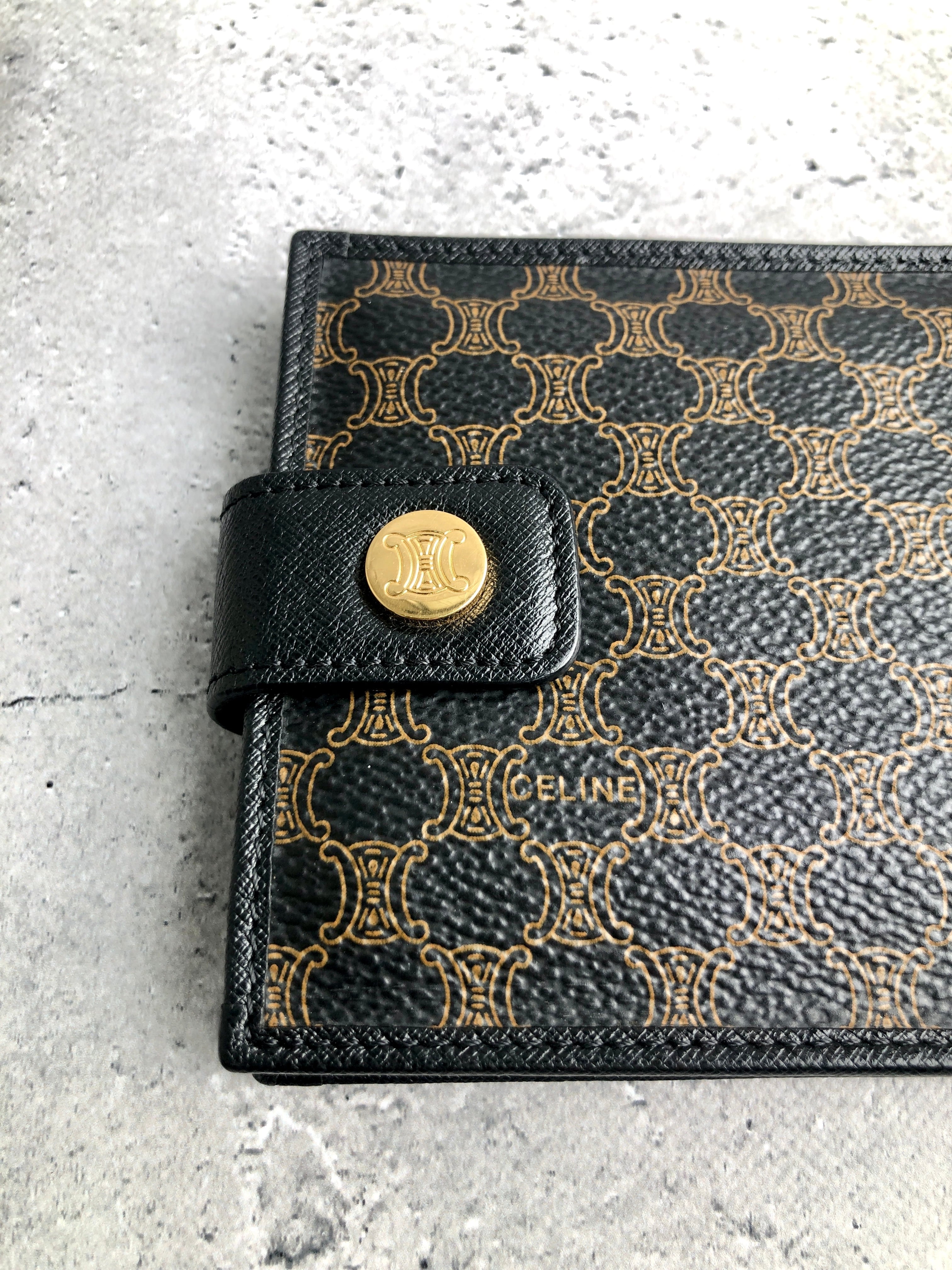 CELINE セリーヌ マカダム 財布 ブラック ブラゾン PVC レザー 2つ折り