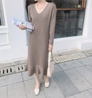 裾ペプラム ニットワンピース AJ1050-006