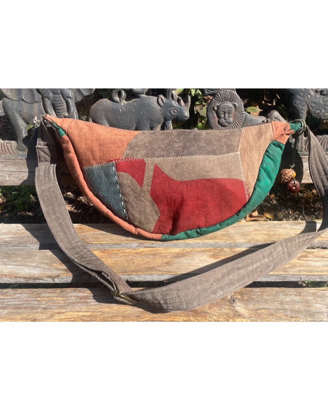 古布 柿渋染&鉄媒染のボディバッグ | chibisix