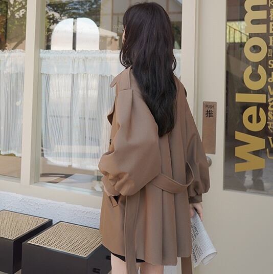 アウター ブルゾン ジャケット 上着 袖あり 長袖 ボリューム袖 Vネック