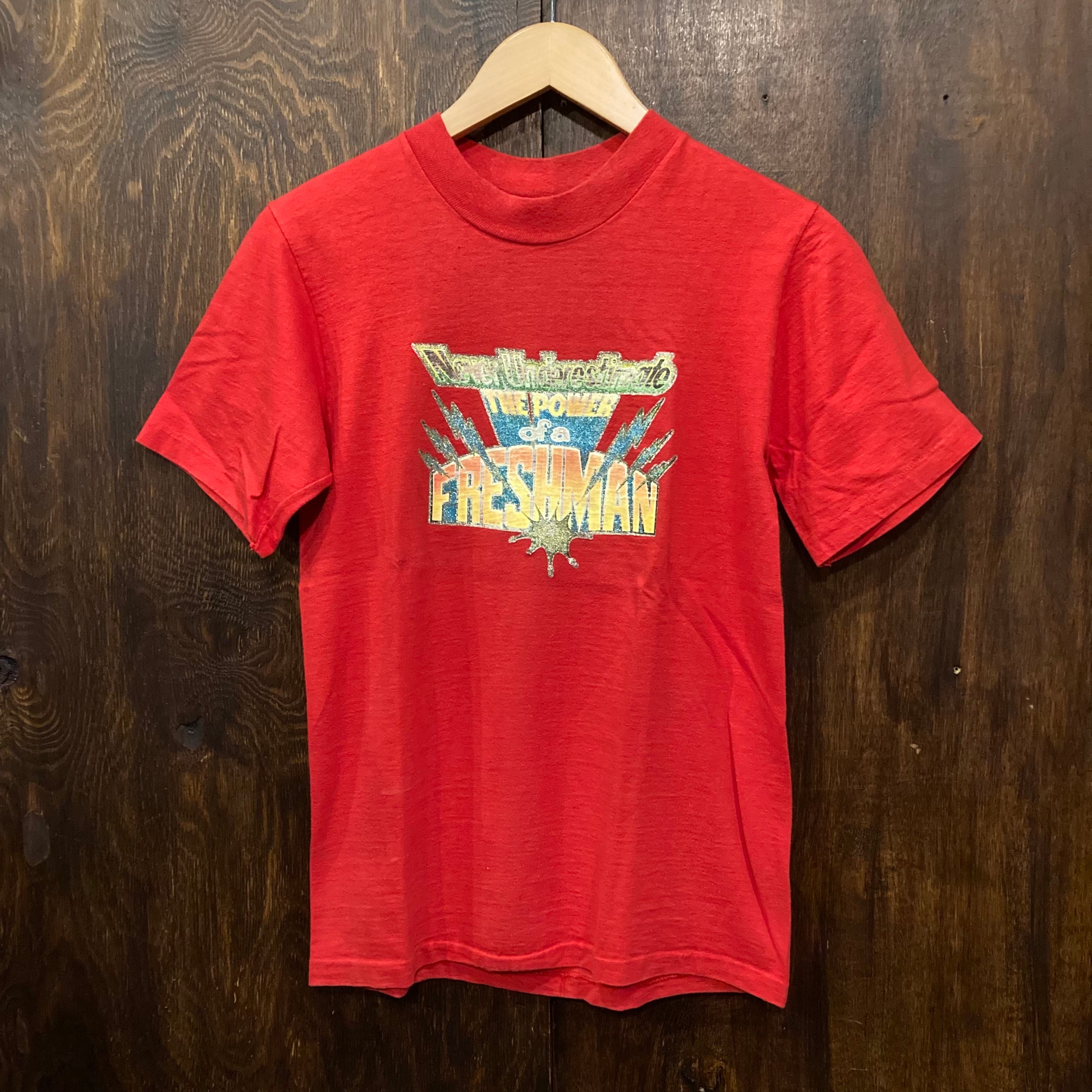 アメリカ古着 Hane's 70~80s ビンテージ 半袖Tシャツ 赤 ラメプリ