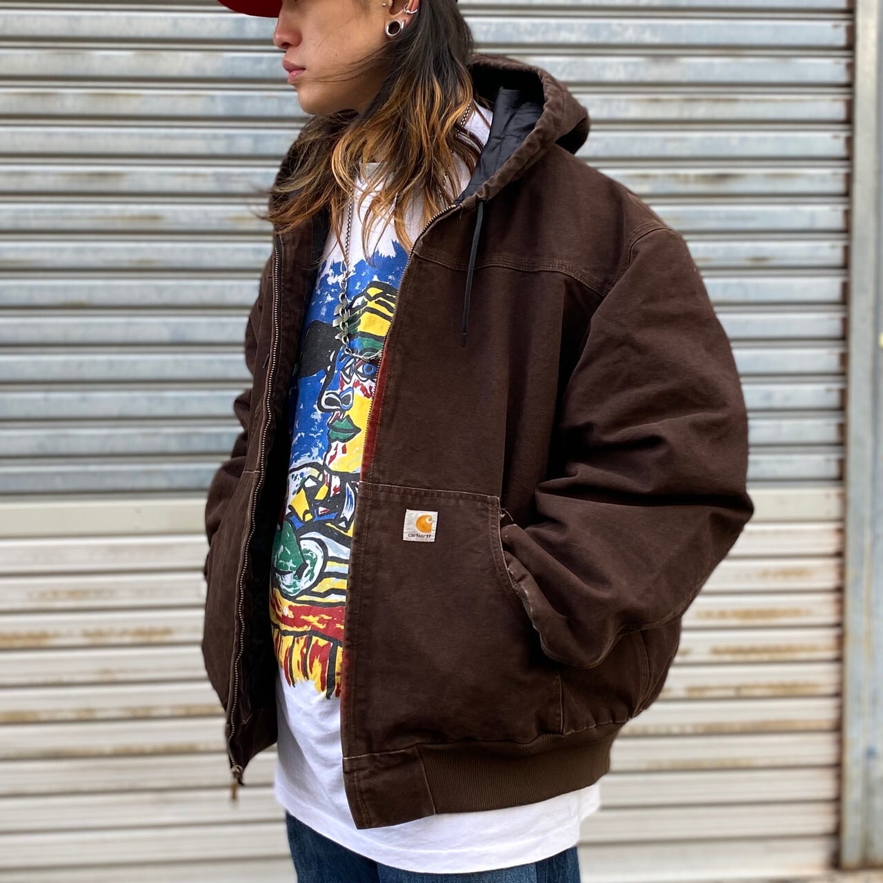 Carhartt アクティブジャケット ダークブラウン Lメンズ - ジャケット