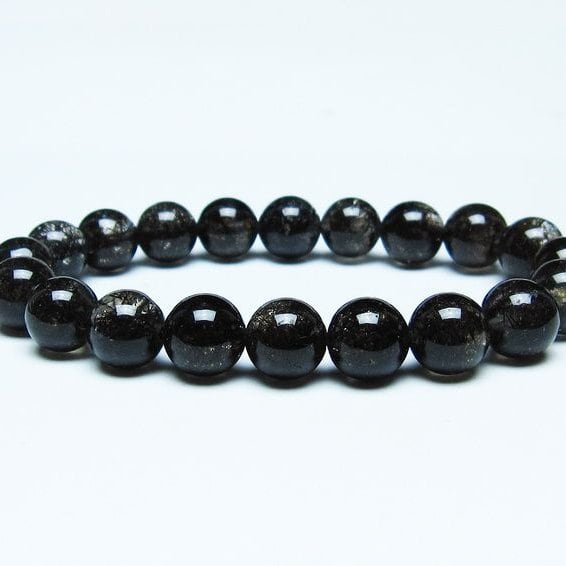 ブラックルチルクォーツ ブレスレット 10mm ブラックトルマリン トルマリネイテッドクォーツ 一点物 メール便可 [M便 1/10] 111-47160
