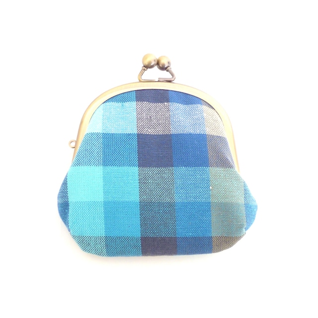 1/20追加★ 小さいサイズ 親子がま口 財布  チェック柄 青 ブルー G711 newitem