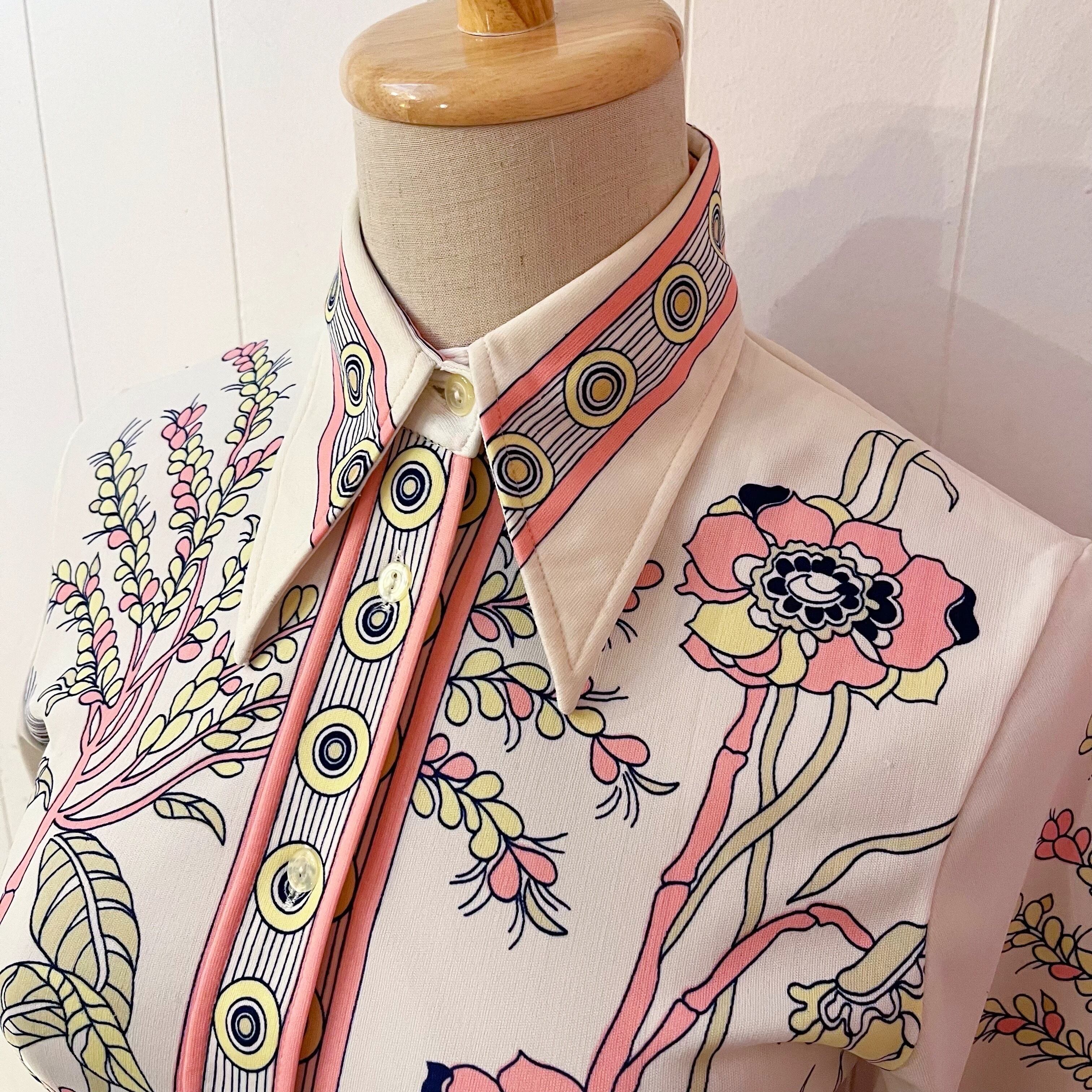 pink yellow botanical blouse