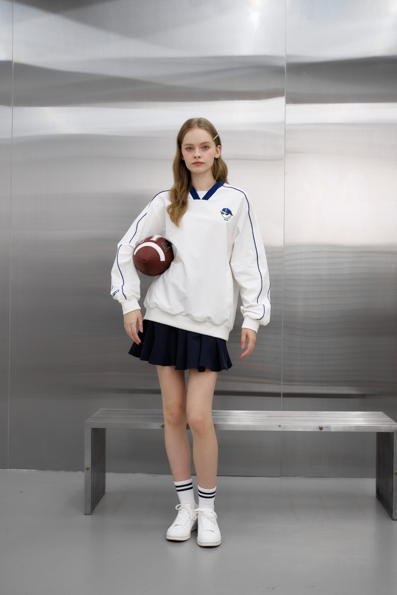 GOXO ゴーエックスオー スワッグボールダブルラインウーブンマンツーマン ホワイト