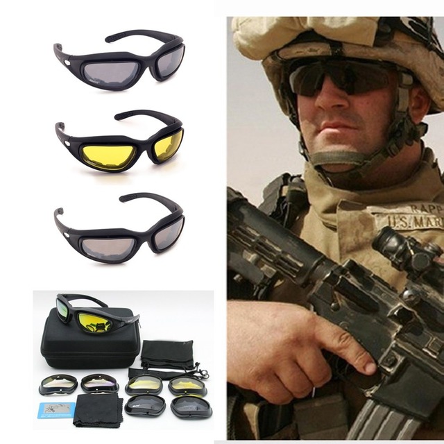新しい屋外偏光ゴーグル砂漠の嵐戦術的なサングラスモトサイクリング防風眼鏡目の保護 UV400 4 ペアレンズ