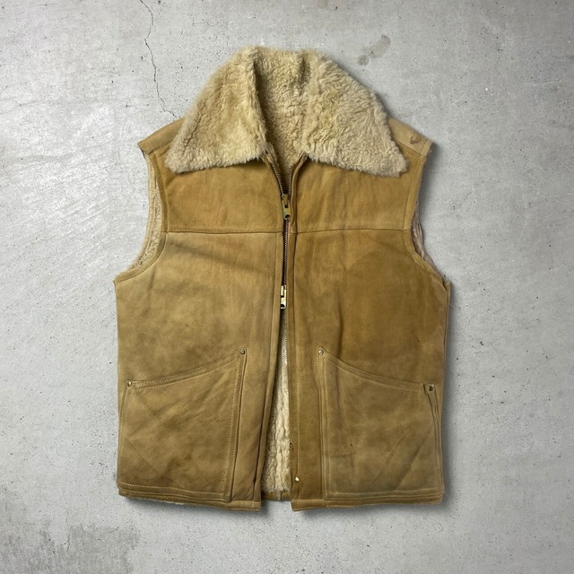70年代 French Creek Sheep & Wool Co ボアベスト レザーベスト メンズ 
