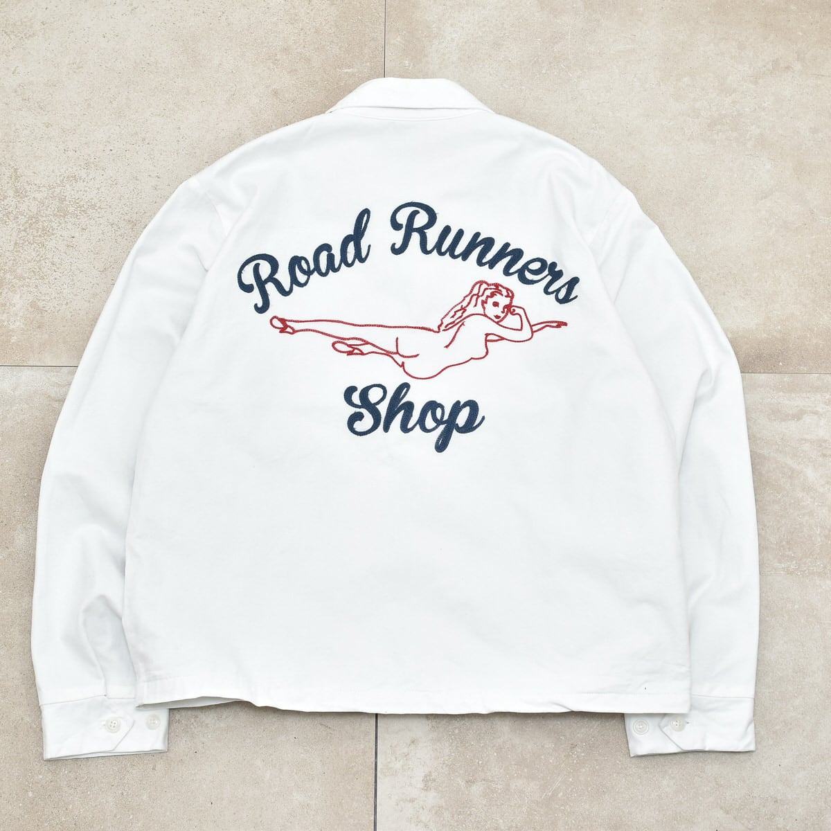 Chain stitch design cotton work jkt white color | 古着屋 grin days