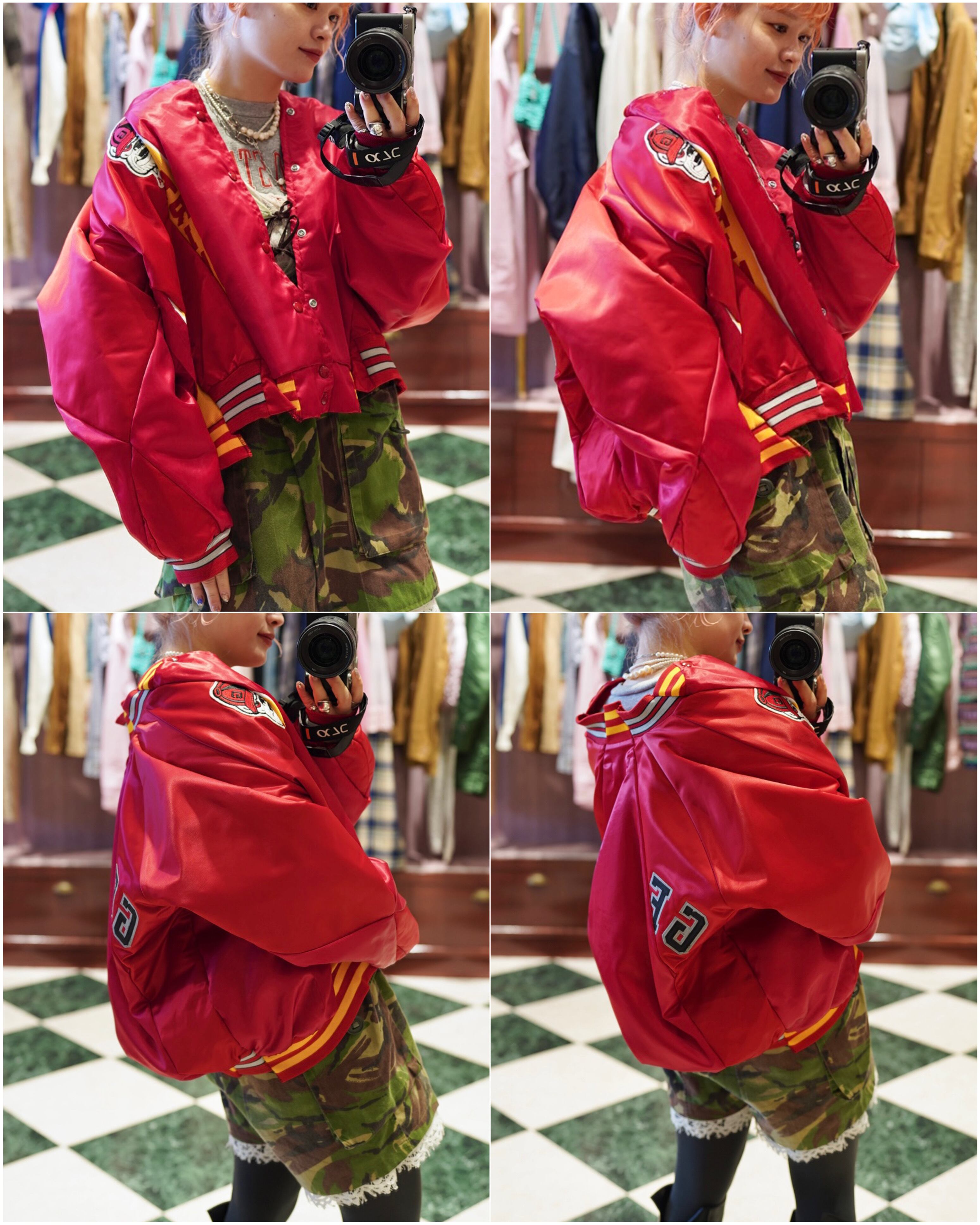 77circa(ナナナナサーカ) “ circa make track jacket cutback nylon award jacket(RED)”