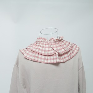 衿付き！チェック衿　ベア刺繍 ゆる くま スウェット プルオーバー　