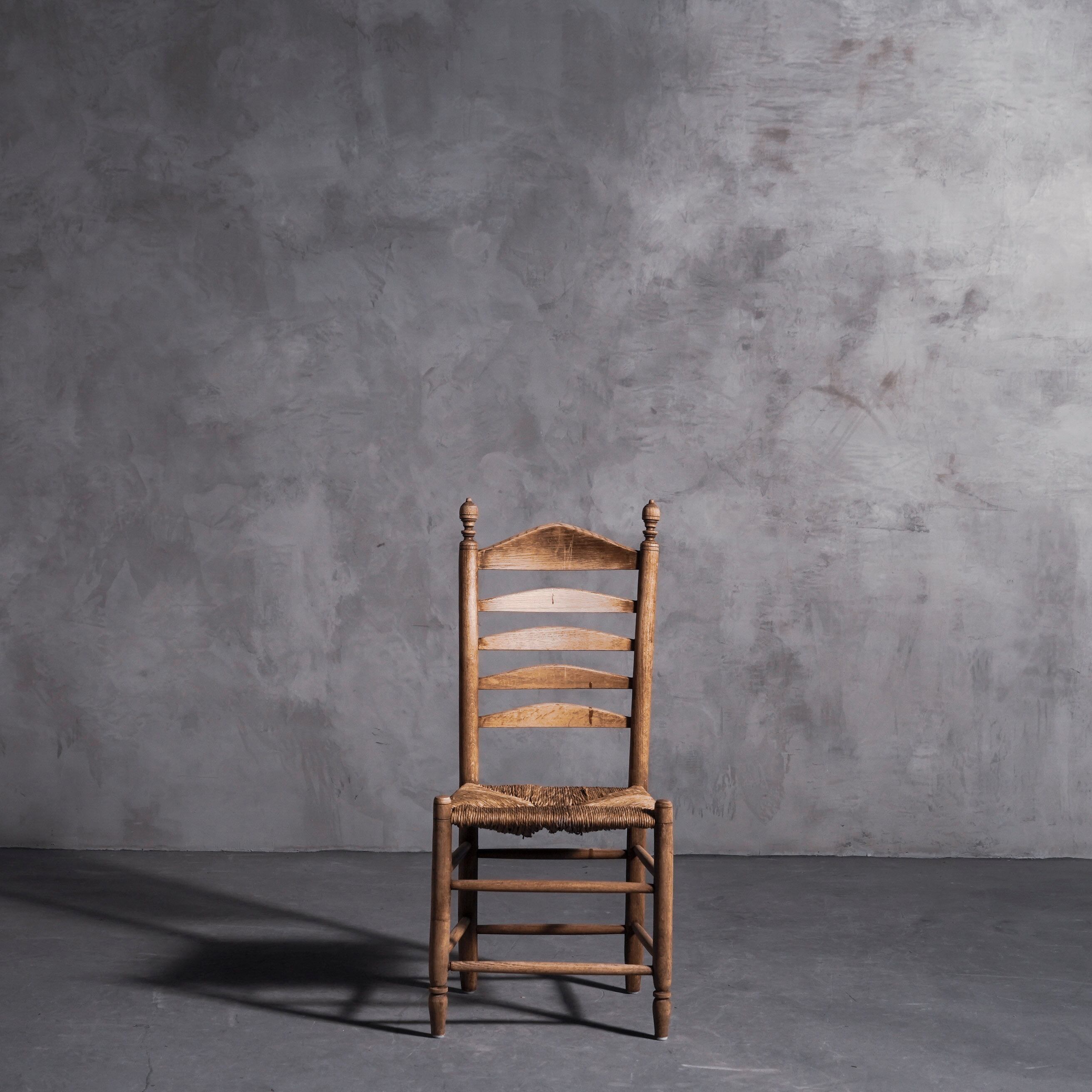 ラッシュシートチェア/アンティーク椅子/ダイニング家具/インテリア/剥離家具