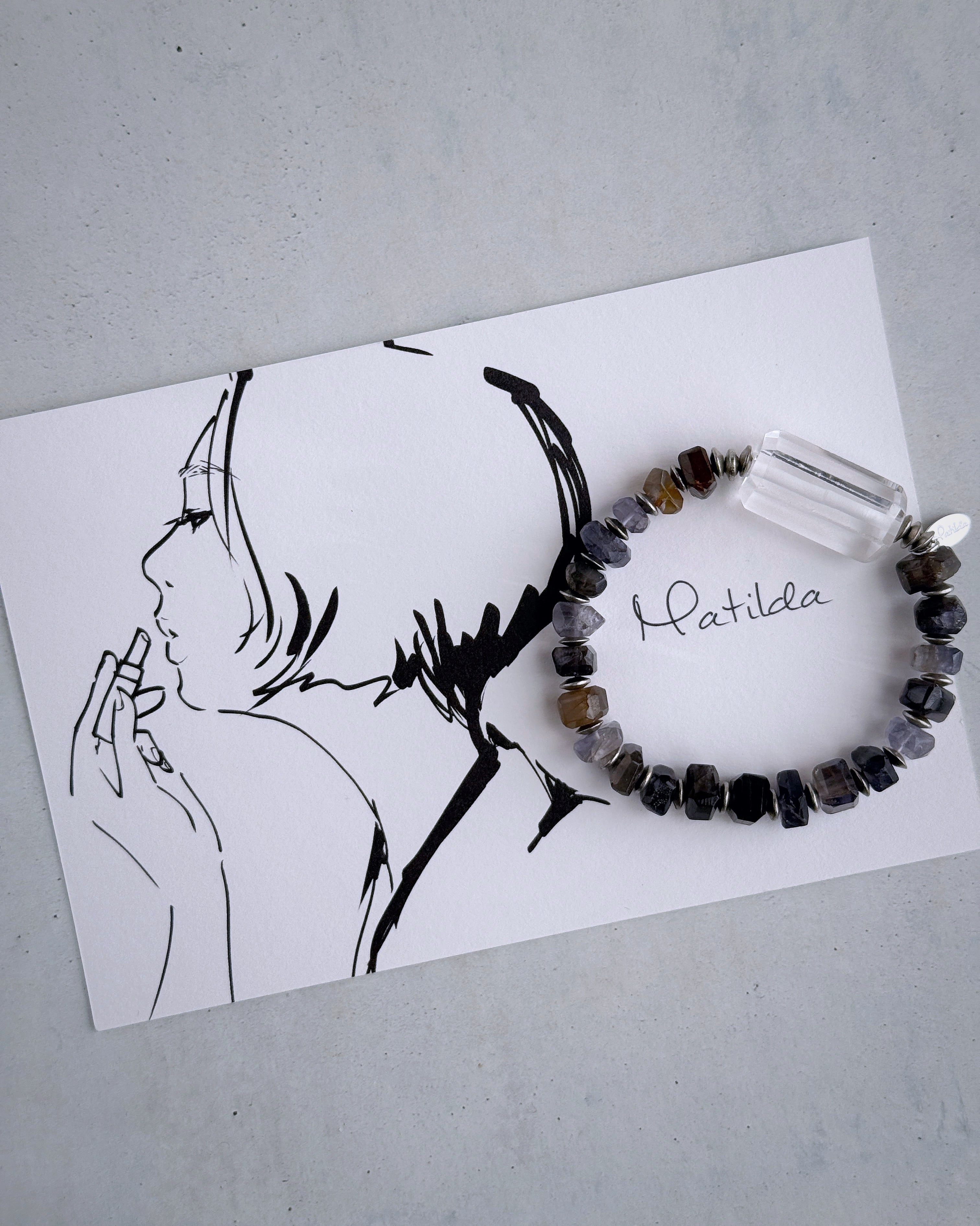 bicolor bracelet(アイオライト×クォーツ)