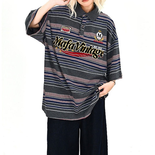 マルチエンブレムボーダーポロシャツ 1col   R01922