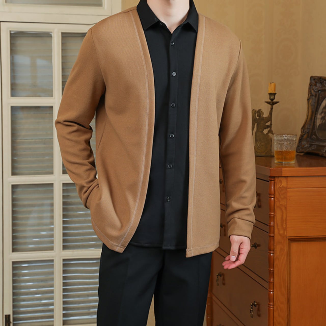 スタイリッシュ フェイクツーピース カーディガン 3色 11395