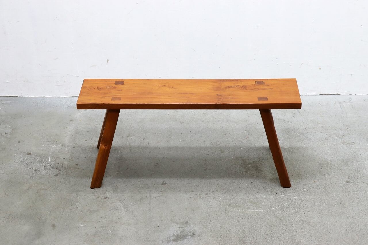 中国骨董家具 長椅子　無垢一枚板　飾り台オブジェ チーク無垢材 プリミティブ ベンチ スツール 長椅子 ダイニング チェア