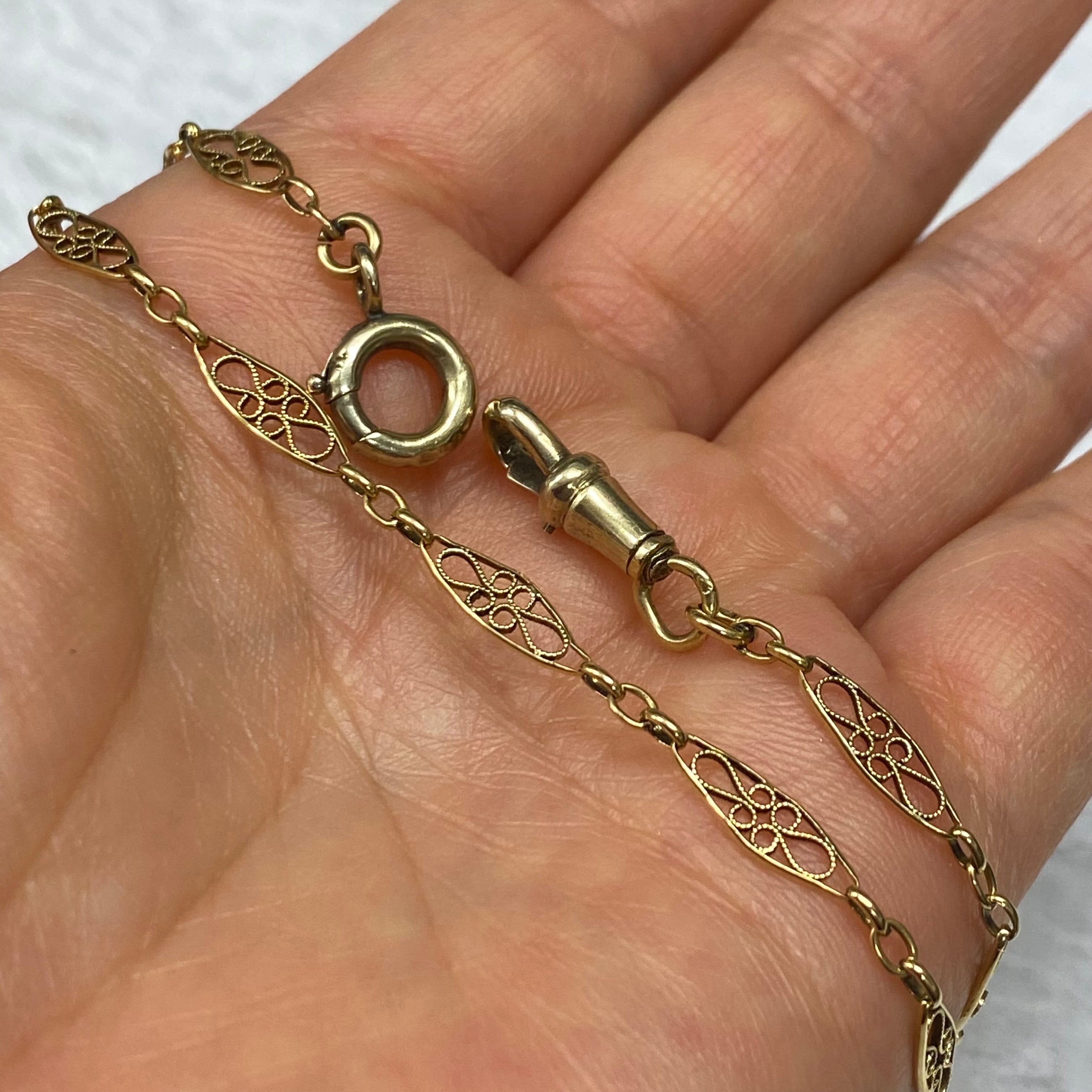 DRN00078 フランス アンティーク 18金 フィリグリー ウォッチチェーン