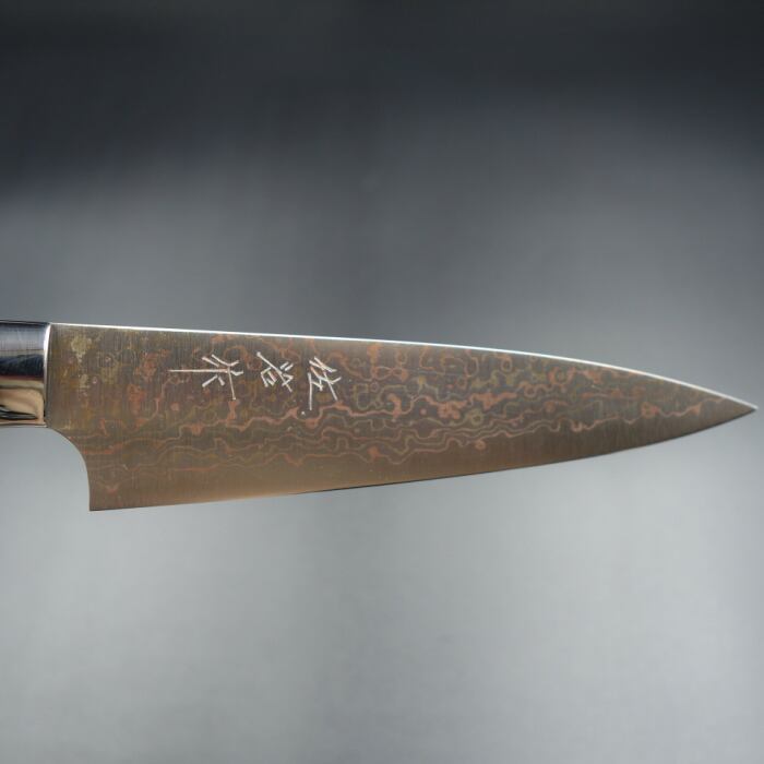 佐治作 包丁 ペティナイフ VG10 有色ダマスカス 135mm 花梨柄 越前打