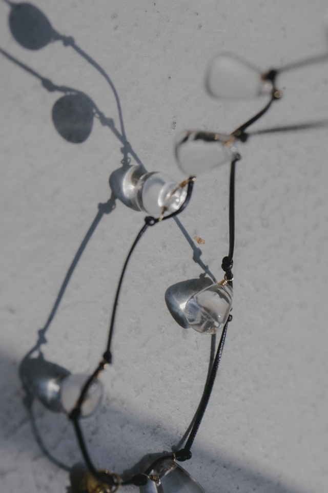 drop crystal leather cord necklace