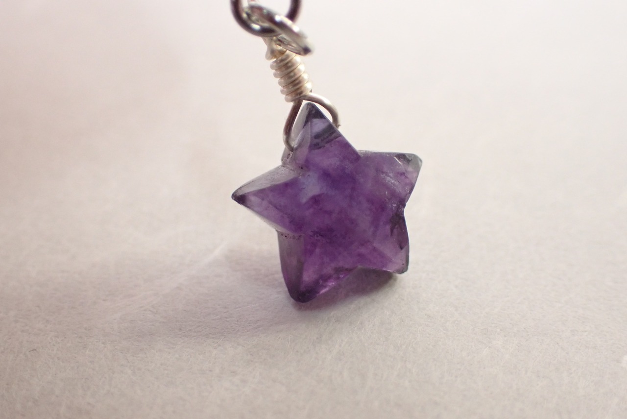 バイカラーフローライトピアス(スターカット)　　[C9‐185]