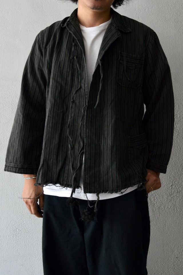 VENTITANK PROJECT Bulgarian Army 1950's-60's Dead Stock Custom Remade & Dyed Sumi Kuro Sleeping Shirt Jacket Type Black ブルガリア軍 スリーピングシャツ ジャケット 50s 黒染め