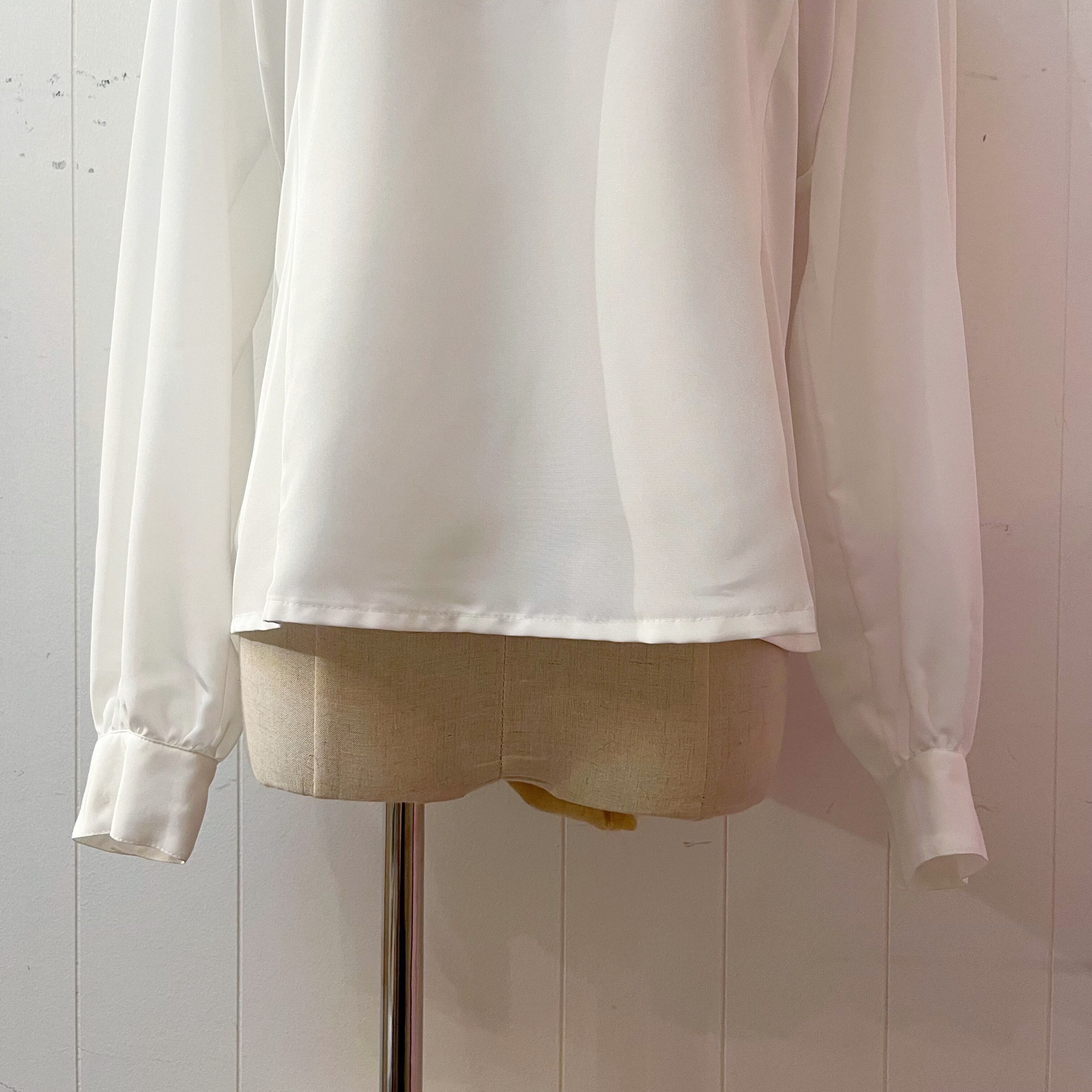 silver beads ribbon white blouse