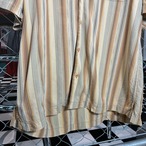 00s Tommy Bahama Vintage Fit silk オープンカラーアロハ イエロー マルチストライプ