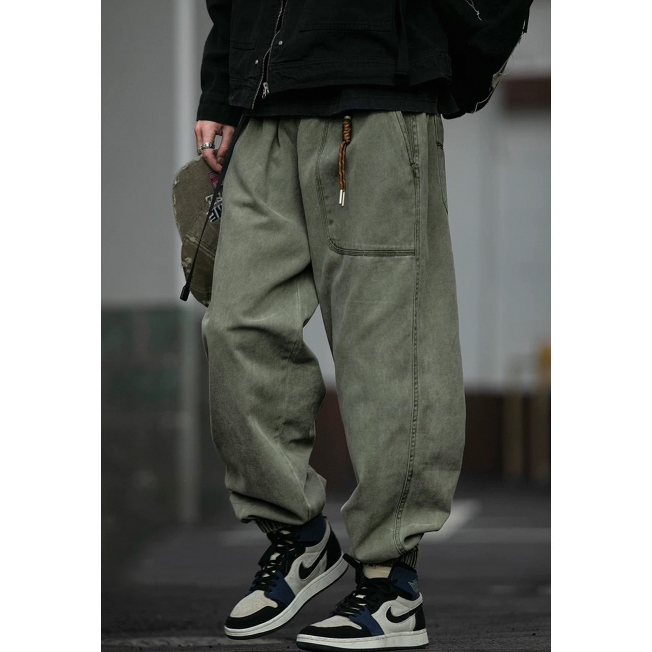 Back design wide leg cargo pants 0260 - 2