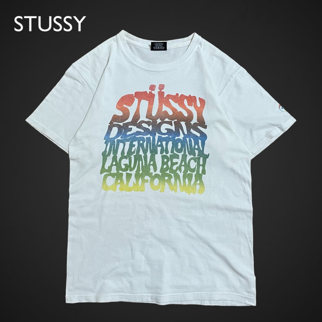 【usa製◎】stussyバックプリントTシャツブラック黒バイク　90s