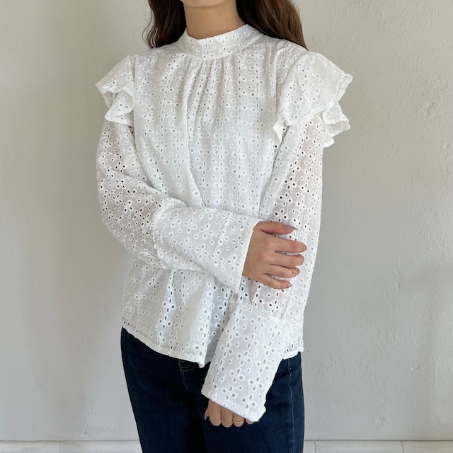 【即納】PUNCHING LACE BLOUSE