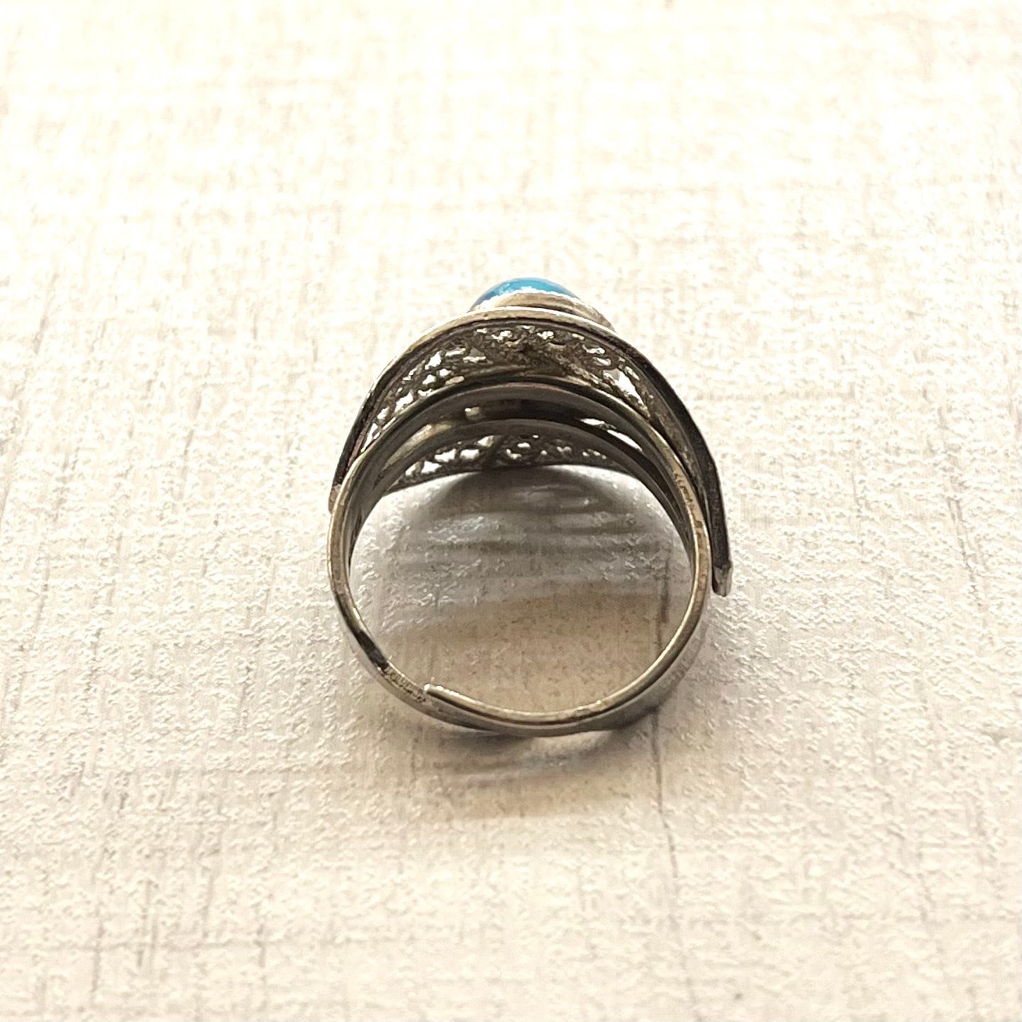 TURQUOISE STONE FILIGREE DESIGN RING -SILVER925- フィリグリー
