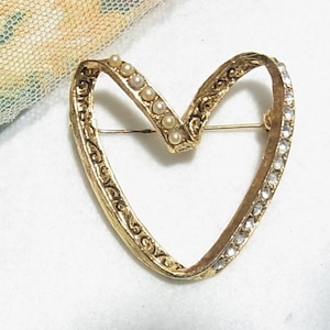 ハートのブローチ　ヴィンテージブローチのセール通販  10154B