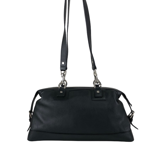 CELINE セリーヌ ショルダーバッグ ブラック シルバー ブラゾン レザー vintage ヴィンテージ オールド ftjas7